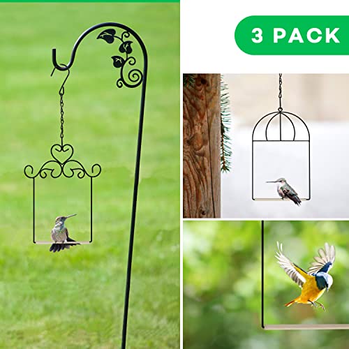 3PK Hummingbird Perch, Hummingbird Swing with Metal Frame, Bird Swing with Wooden Dowel and Hanging Chain,Suitable for Hanging Indoor,Outdoor, Lawn,Patio,Garden - size: 3PK