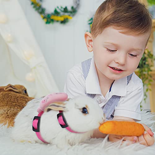 Tondiamo 4 Pcs Adjustable Bunny Harness and Leash Set for Small Pet,Animal | Cute Vest Harnesses, for Rabbits Ferrets Guinea Pig Kitten Puppy, Small Pet Supply, Adjustable Straps, Animal Design - color: Animals