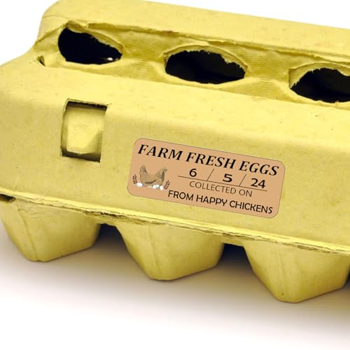 Farm Eggs Laid On Stickers,1 x 2.6 Inch Farm Eggs Collected Date Stickers for Egg Handling Instructions (360 pcs)