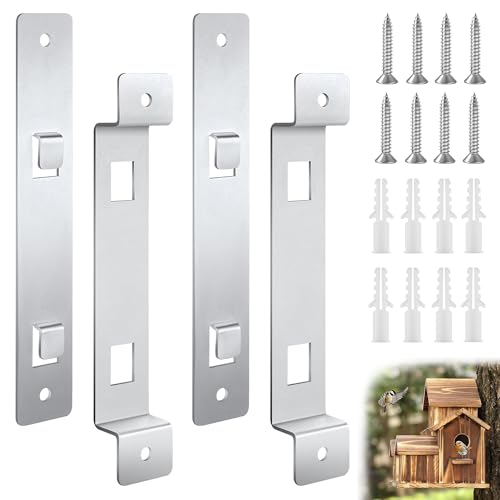Rust Resistant Bird House Hanger Bracket 2 Sets Galvanized Steel Mounting Brackets Kit with Screws Universal Trees/Poles Hanger for Securing Bird Houses, Nesting Boxes & Feeders - Silver