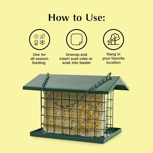 C&S EZ Fill Deluxe Suet and Snak Feeder with Roof & Platform, Suet Feeder for Wild Birds, Holds one 56 Ounce Suet Cake - style: Deluxe Feeder 1-Pack