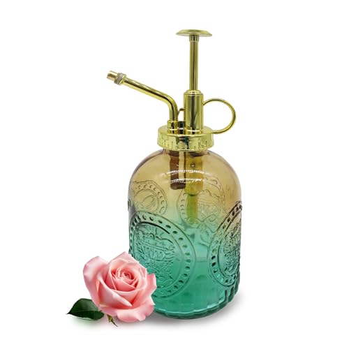 Glass Plant Mister Spray Bottle, 350ML Vintage Plant Spritzer with Top Pump Watering Can for Indoor Outdoor House Plants,Flowers (Yellow-Green Gradient) - color: Yellow-Green Gradient
