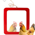 FlidRunest Extra-Large Size Chicken Mirror Toys for Coop, 11.8'' x 9.8'' Hanging Chicken Enrichment Swing Mirror Acrylic, Double-Sided Coop Accessories for Hens Birds Parrots Roosters Red