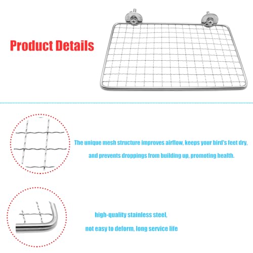 2 Pack Parrot Perch Platform,7.9x5 in Stainless Steel Shelves for Bird Cage,Flat Platform Training Stand Small Animals Cage Accessories, Lovebirds,Parakeets,Budgies, Conures, Cockatiels