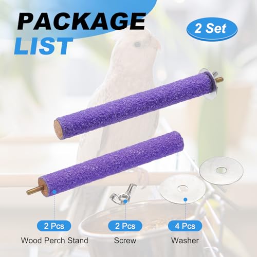 Bird Perch Stand, Colorful Paw Grinding Stick, Wood Rough-surfaced Perch Parrot Stand 15 x 2 Cm, (Purple, 2 Pcs), Intended for Home/Animal Parks/Pet Stores - color: Purple, size: 15 x 2 cm / 5.91 x 0.71 inch