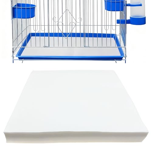 100 Sheets Bird Cage Liner Papers, Disposable Bird Cage Paper Liners, Cuttable Pet Animal Cages Cushion, Precut Absorbent Bird Paper for Bird Parrot Small Animal, 15.8 x 15.8'' - size: 15.7''x 15.7''
