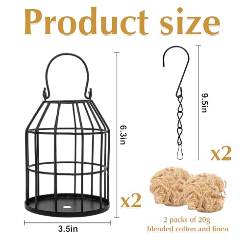 AKAZA 2 Pcs Refillable Bird Nesting Material Holders Outdoor Hanging Cage | Bird Nest Material Holder; Refillable Steel Cage; Outdoor Hanging Station; Hummingbird Supply; Garden Bird Decor