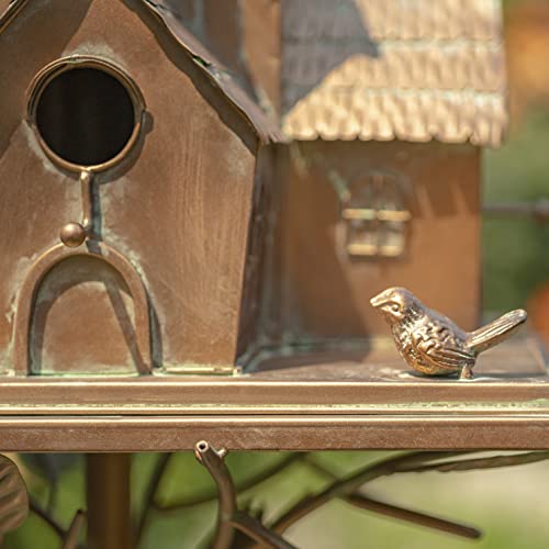 Zaer Ltd. Large Copper Colored Multi-Birdhouse Stakes, Room for 5 Bird Families in Each (XL Country Town Home Montana) - style: XL Country Town Home Montana
