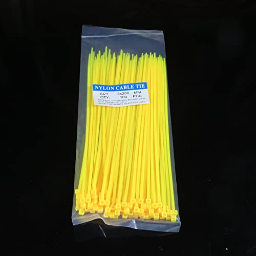 Zip Ties, 100pcs Yellow Zip Ties 8 Inch, Plastic Ties Small Zipties Cable Tie Wraps, Multi-Purpose Cable Management Ties, Self-Locking Ziptie for Office and Home(Can bear 30lb) - color: Yellow, size: 8" (100 Pack)
