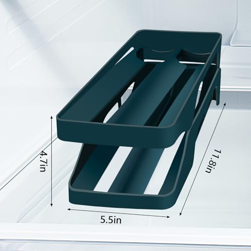 Egg Holder for Fridge Automatic Rolling Egg Dispenser for Refrigerator Kitchen Countertop - Space-saving Egg Roller/Organizer/Storage/Container/Tray for Fridge Double Track - color: Dark Blue