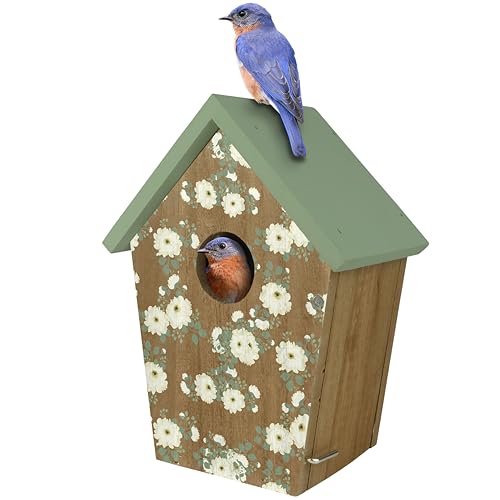 Wild Wings Decorative Bluebird House Verdant Petals, Green - style: Verdant Petals