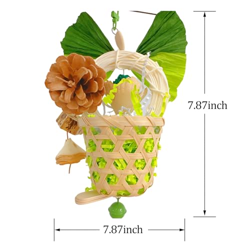 Bird Toys Foraging Shredder Hanging Toys Rope Perch with Bell Parakeet Toy Parrot Swing Climbing Standing Toys Bird Cage Accessories for Conure Cockatiel Budgies Lovebird, Green - color: Green