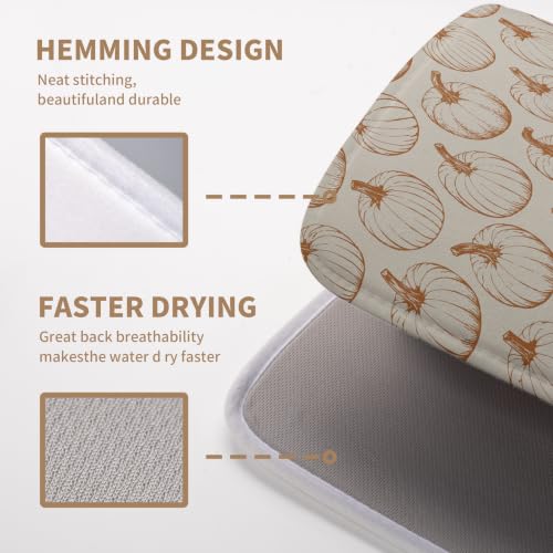 Fall Pumpkin Dish Drying Mat for Kitchen Counter Burnt Orange Autumn Thanksgiving Dish Mat Absorbent Microfiber Kitchen Countertop Protector Dishes Drying Pad Large Drying Mats 18x24 Inch - color: Burnt Orange Pumpkin, size: 18" x 24"