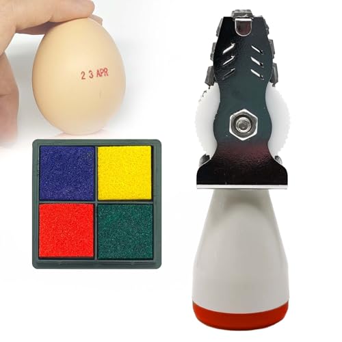 Egg Date Stamps for Fresh Eggs, with a Four-Color Ink Pad,Egg Dater Kit, Date Roller Stamps, Date Label Stamper for Egg Mark Farm Office Shipping Receiving