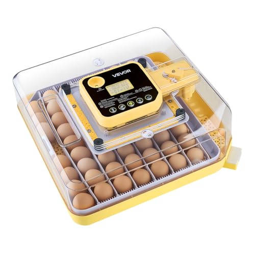 VEVOR 48 Egg Incubator, Automatic Egg Turner with LED Candler, Temperature Display & Auto Humidity Control, 360° View Clear Window, Poultry Eggs Incubator for Hatching Chicks Ducks Goose Quail - size: 48 Eggs