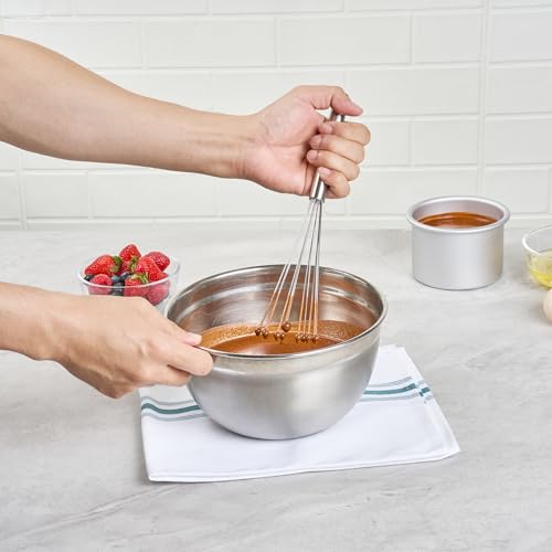 Restaurantware 10.5 in Stainless Steel Ball Whisk with Silicone Tips - German Standard Sauce & Gravy Whisk, Non-Scratch, Dishwasher Safe - Non-Stick Safe Silicone Ball Whisk for Baking - color: Ball Whisk with Silicone Tips, size: 10 3/4"