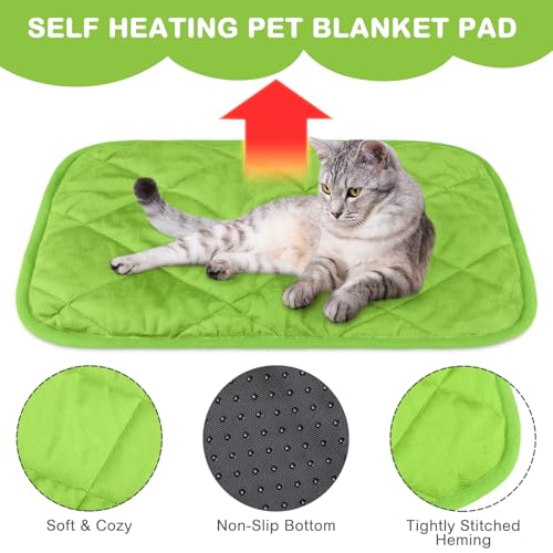 4 Pack Self Heating Cat Pad Self Warming Dog Mat Reflects Body Heat Extra Warm Thermal Pet Pad Washable Dog Cat Bed Crate Bed Mat Blanket(16 x 20 Inch,Green) - color: Green, size: 16 x 20 Inch