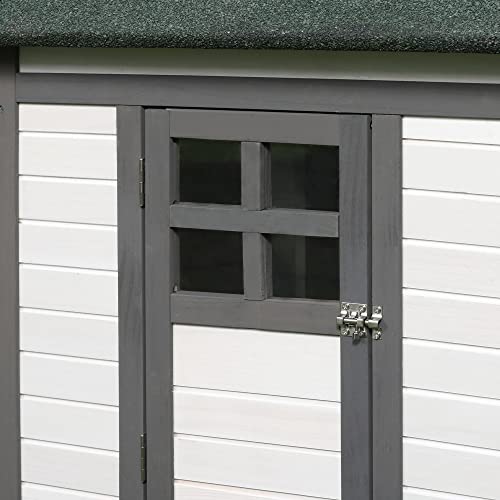 PawHut 77" Wooden Chicken Coop with Nesting Box, Cute Outdoor Hen House with Removable Tray, Ramp Run, for Garden Backyard, Gray | Cute Design, Removable Tray, Ramp Run, for Garden Backyard - color: Gray
