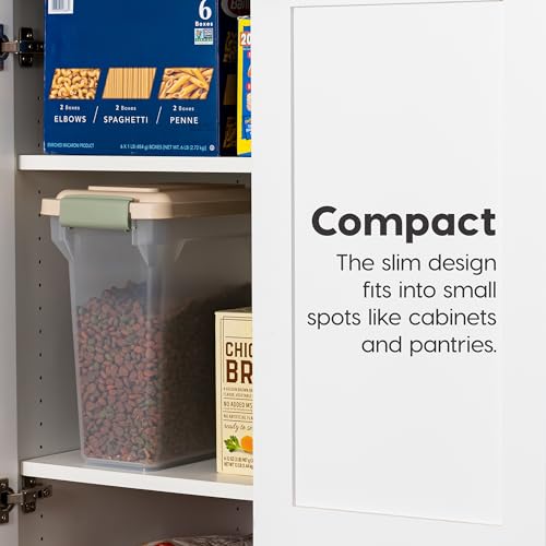 IRIS USA Dog Food Storage Container, Up to 13 lbs, Almond, Made in USA | BPA-Free, Airtight Seal, Best for Cat Food, Bird Seed, Chicken Feed, Pet Toys, Treats, Pellets - color: Almond