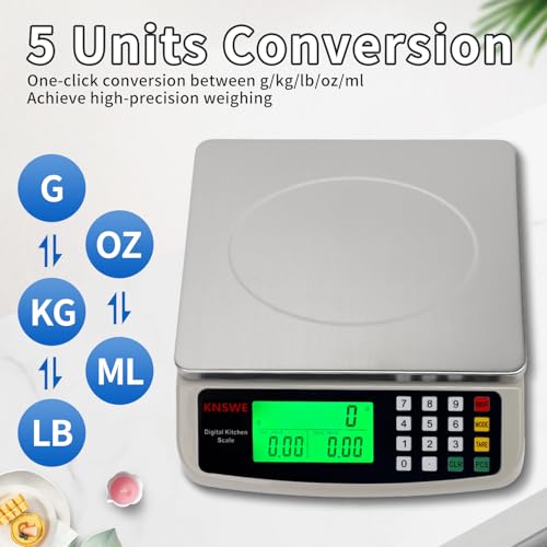 Commercial Food Scale 40KG Large Digital Kitchen Scale Baking Cooking Bread Meat Weight Price Computing Scale Stainless Steel Parts and Coins Counting Scale for Deli Stores Tare Function - style: 40KG