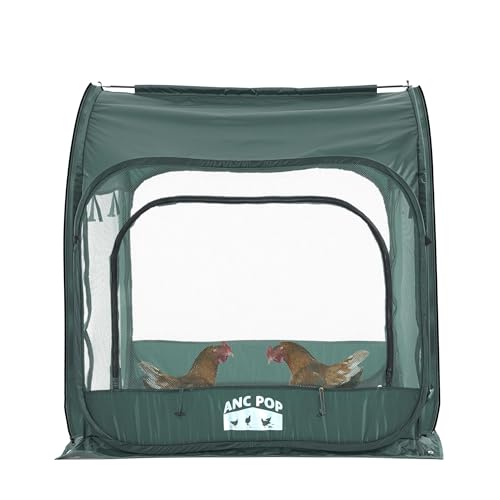 ANC POP Portable Chicken Run, Pop Up Chicken Tent for Small Animals Outdoor Gardening Net with 3 Doors and Handbag, Easy to Install and Storage, Green (40 x 40 x 45) - size: 40 x 40 x 45"