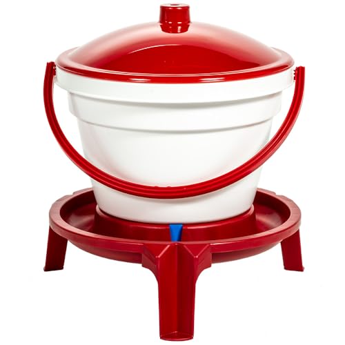 Premier 1 Quick Clean Poultry Waterer for Chickens & Poultry - 3 Gallon | Remove lid to refill. Legs elevate waterer 5" above bedding. Up to 35 adult birds. Level surface required. Not for hanging.
