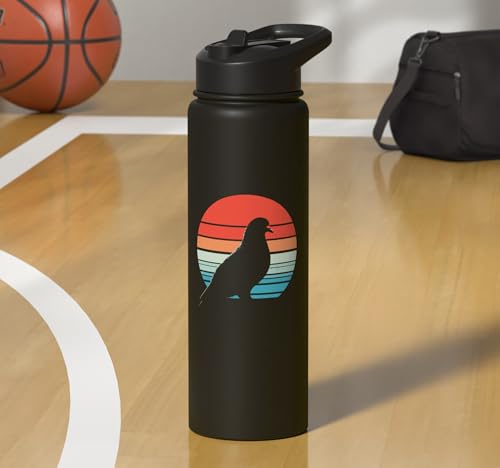 Pigeon Retro Sunset - Vintage Pigeon Bird Lover Breeder Stainless Steel Insulated Water Bottle