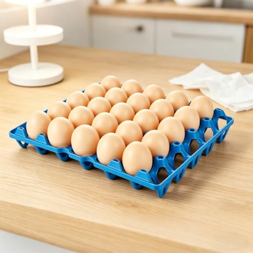 16PCS Plastic Egg Trays Egg Crates, Stackable Eggs Cartons Egg Flats, 30-Egg Storage Trays for Packing, Storage, Shipping (Blue, Red) - color: Blue/Red-16PCS
