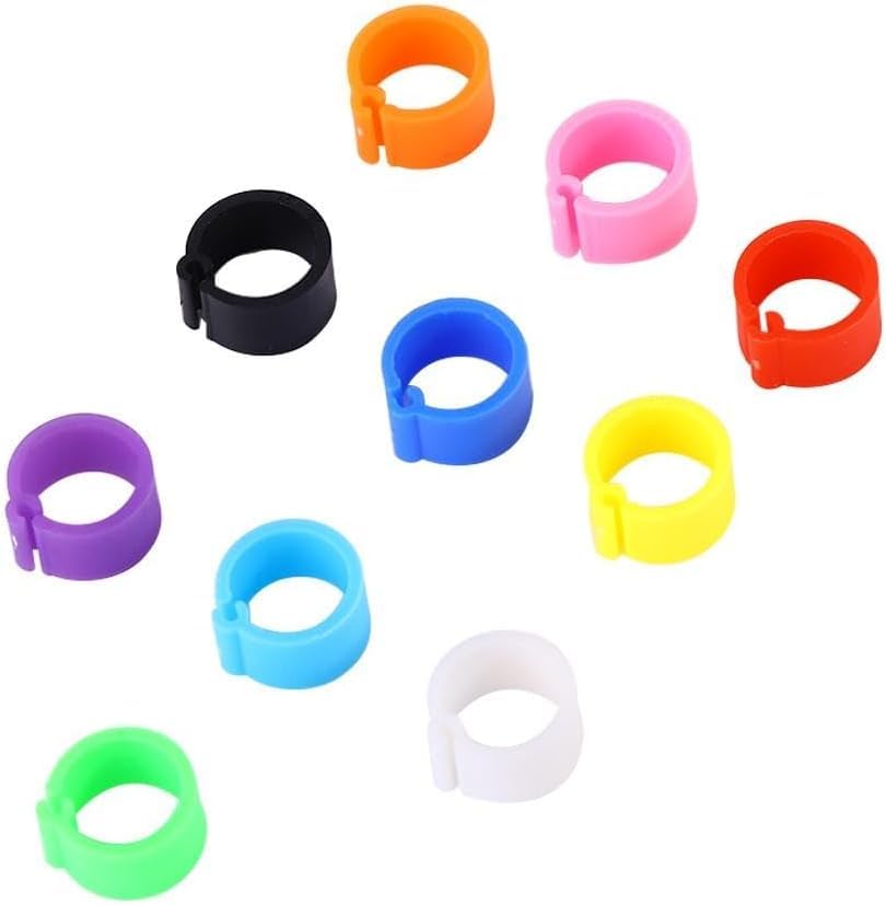 100 Pcs Multicolor Poultry Leg Rings, 10 Colors Poultry Foot Rings Bird Identification Leg Bands Clip-on Rings for Birds, Ducks and Chickens Diameter Poultry Feeding and Watering Supplies 8mm