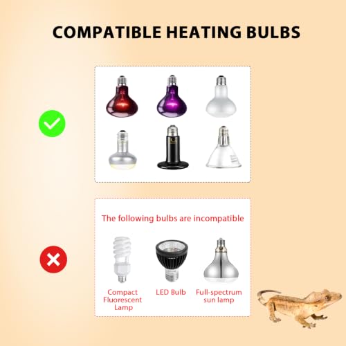 8.5" Reptile Heat Lamp Fixture with PID Dimming Thermostat, Independent Day Night Temperature Control, MAX 150W (Bulb Not Included) - size: 8.5 INCH
