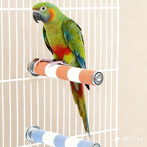 AOTU Natural Sandstone Parrot Perch Bird Toys – Durable Beak & Claw Trimming Grinding Stone for Birds, 7.9” x 1” – Safe, Non-Toxic, Long-Lasting Bird Cage Accessory (Pink and White, 7.9”) - color: Pink and White
