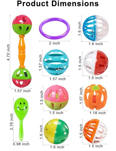 12-Pack Bird Bell Ball Chew Toys, Non-Toxic PP, Cage Enrichment | Relieve Boredom and Stress Behaviors Like Feather Plucking