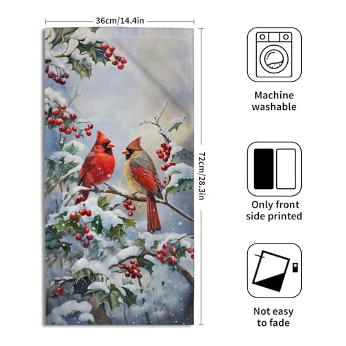 Winter Red Bird Hand Towels Pack of 2 Sweet Couple Cardinal Fingertip Towels Birds Holly Berry Branches Snow Christmas Holiday Bathroom Towels Soft Fast Drying Face Towel for Kitchen Spa Gym - color: Winter Bird