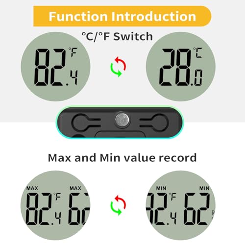 4-Pack Mini Thermometer Hygrometer with External Temperature Probe, Magnet | External probe measures temperature only; built-in sensor tracks humidity, with batteries included for all four units. - style: with probe