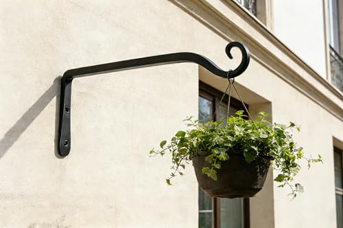 Gtongoko 10" Heavy Duty Outdoor Plant Hanger Wall Bracket, 2 Pack | 48lb Capacity,Rust-Resistant Finish,Easy Installation,Fit Hanging Baskets,Ideal for Bird Feeders & Lanterns - size: 10 Inch, style: L-shape