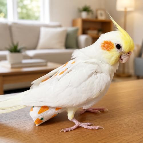 Cockatiel/Sun Conure Small Bird Diaper Harness and Leash (L) | Washable Reusable, Large Capacity, Small Parrot Diapers, Outdoor Flying Training