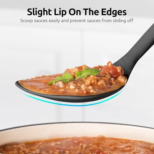 U-Taste 600ºF Heat Resistant 13.6in Long Solid & Slotted Silicone Turner and 600ºF Heat Resistant 13.76" Long, 3.63" Wide Wok Spatula for Kitchen Stir Fry (Black)