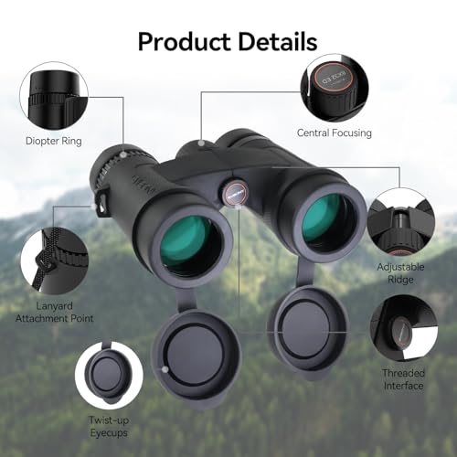 SVBONY Upgraded SV202 8x32 Binoculars for Birdwatching, Lightweight ED Lens | Extra-Low Dispersion, Clearer in Low Light, 7.8° Wide View Angle, Waterproof, Long Eye Relief, Compact Binoculars for Adults - size: 8x32mm