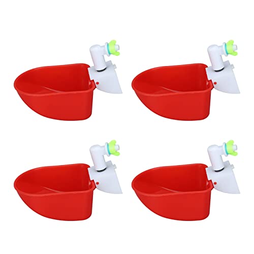 Automatic Poultry Fount, Large Drinking Bowl, Universal Red PP Poultry Waterer with Grooves for Water Conservation, Ideal for Chicken Duck Goose Quail Bird Cat Dog