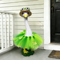 Porch Goose Statue,20" Large Resin Figurine Indoor & Outdoor Garden Decor | Goose Sculpture with Frog Outfit & Straw Hat, Yard/Lawn/Patio Decoration, Housewarming & Birthday Gift for Mom, Women & Men - style: frog hat goose