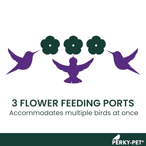 Perky-Pet Window Mount Hummingbird Feeder, 8 oz Nectar Capacity | 3 Bee Guard Ports, Suction Cup & Removable Perches, Plastic Shatter-Resistant Bottle for Outdoor Backyard Bird Watching, 217 - size: 1 Pack