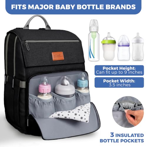 Baby Diaper Bag Backpack - Baby Bag for Girls & Boys, Large Waterproof Diaper Backpack - Baby Shower Gifts for Boys & Registry Must Haves - Travel Diaper Bags with Changing Pad - Newborn Stuff - color: B. Black, style: Classic