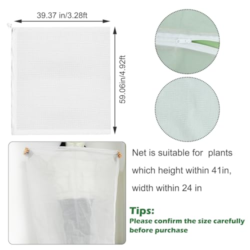 3Pcs Plant Covers from Insects, Bird Netting Barrier for Blueberry Bushes with Drawstring Zipper Mesh Garden Netting Fruit Tree Bags Plants Net Cage for Protect Tomato Vegetable Citrus, 3.3×5Ft - size: 3.3×5Ft/ 3pcs/ zipper