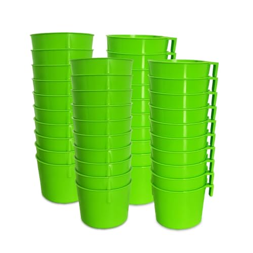 40 Pack Cage Cups Birds Feeders Seed Bowl Chicken Feeding Watering Dish Rabbit Water Food Hanging Wire Cages Box 8oz Coop Cups for Pet Parrot Parakeet Gamefowl Poultry Pigeon (Green) - size: 40PCS Green