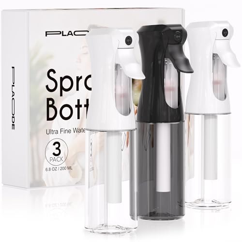 Continuous Spray Bottle for Hair Ultra Fine Mist Sprayer 3 Pack 6.8 OZ | Continuous Hair Spray Bottles Refillable Water Mister Sprayer for Hairstyling, Plants, Pets, Skincare,Salons,Barber,Cleaning - color: Black White White, size: (3-Pack)-6.8 Oz