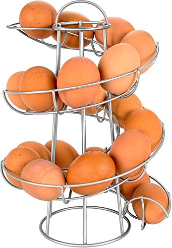 Southern Homewares Egg Skelter Deluxe Modern Spiraling Dispenser Rack Silver - color: Silver