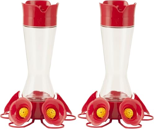 Perky-Pet 204CP-4 Favored Pinch-Waist Glass Hummingbird Feeder with Built-in Ant Moat and Bee Guards - 16 oz (Pack of 2) - style: 2 Feeders