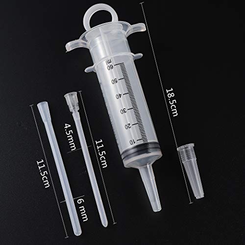 60ML Baby Bird Parrot Feeding Tubes | Liquid Medicine Feeder Push-tube Pet Cat Dog Feeding Medicine With 2 Pcs Stainless Steel Metal Feeding Spoon - size: 60ML