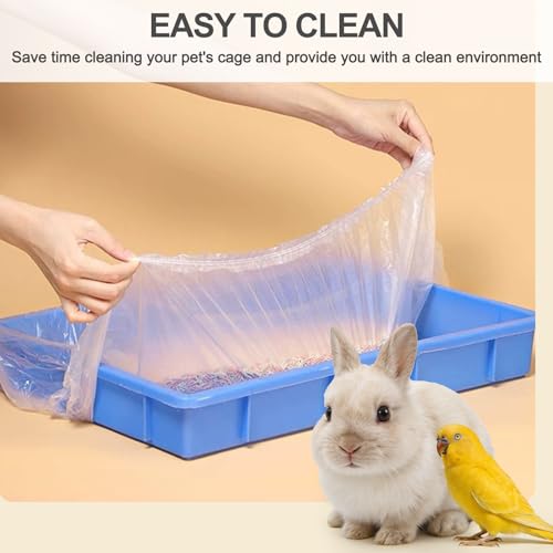 50 Pcs Disposable Cage Liners, 29x19 inches Plastic Leak-Proof with Cage Cleaning Brush, for Parrots, Rabbits, Guinea Pigs - size: 29x19 inches