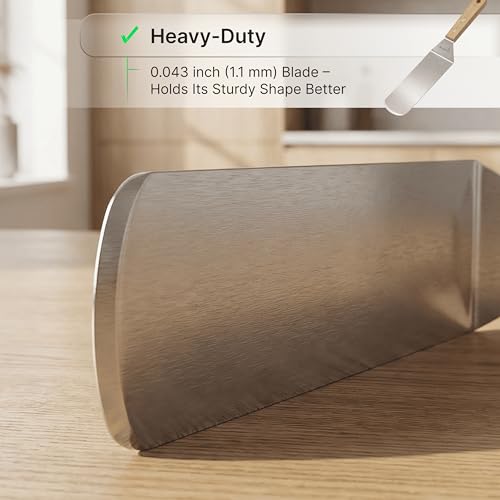 Stainless Steel Spatula with Wooden Handle, Food Spatula with S-Hook - color: WH mid spatula h